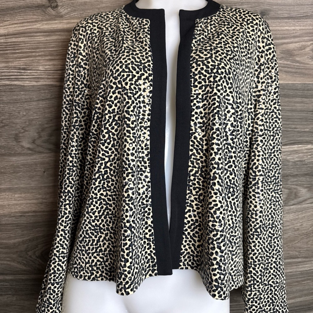 Joseph Ribkoff Black and Cream Animal Print Blazer size 16